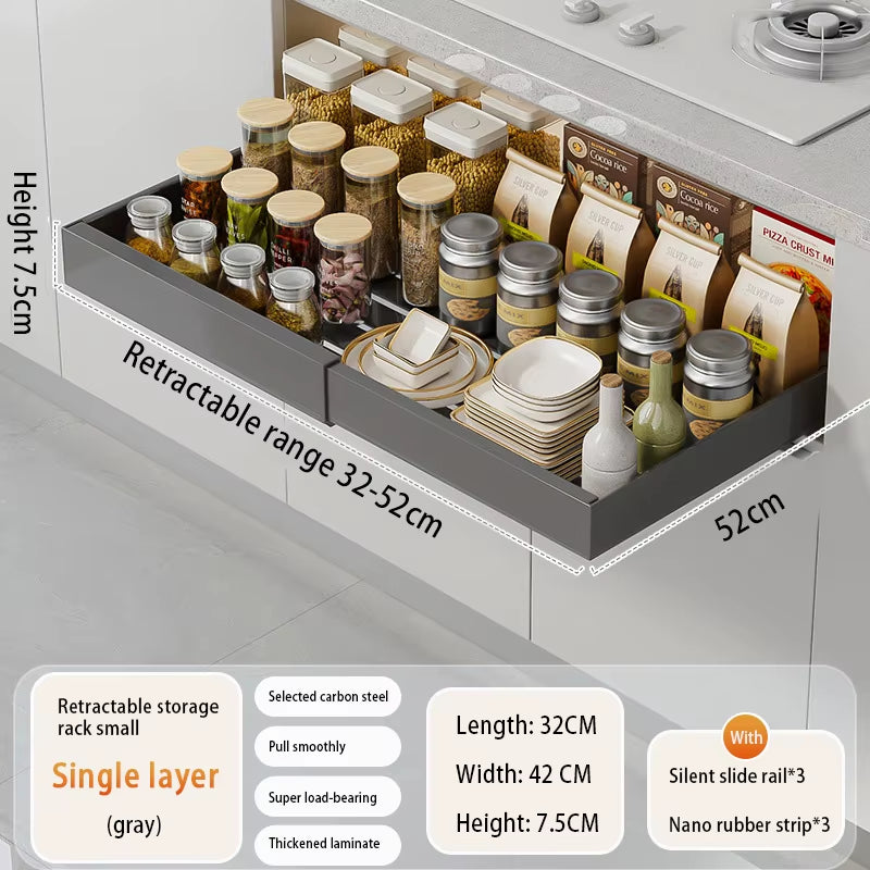 Slide-Out Cabinet Drawers – Expandable Metal Organizer for Kitchen, Pantry, or Bathroom