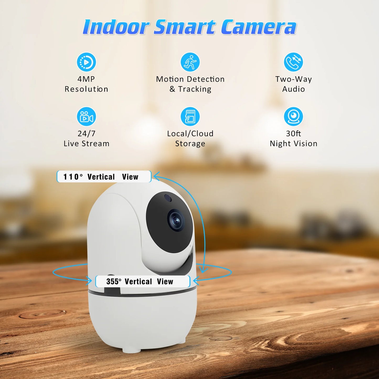 Smart WiFi Baby Monitor Camera – 360° Indoor Security with Sleep Tracking, Alerts & Night Vision