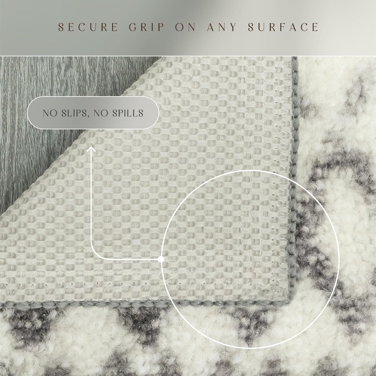 Contemporary Abstract Diamond Runner Rug – Neutral Distressed Non-Slip Hallway Carpet, 2'6" x 10'