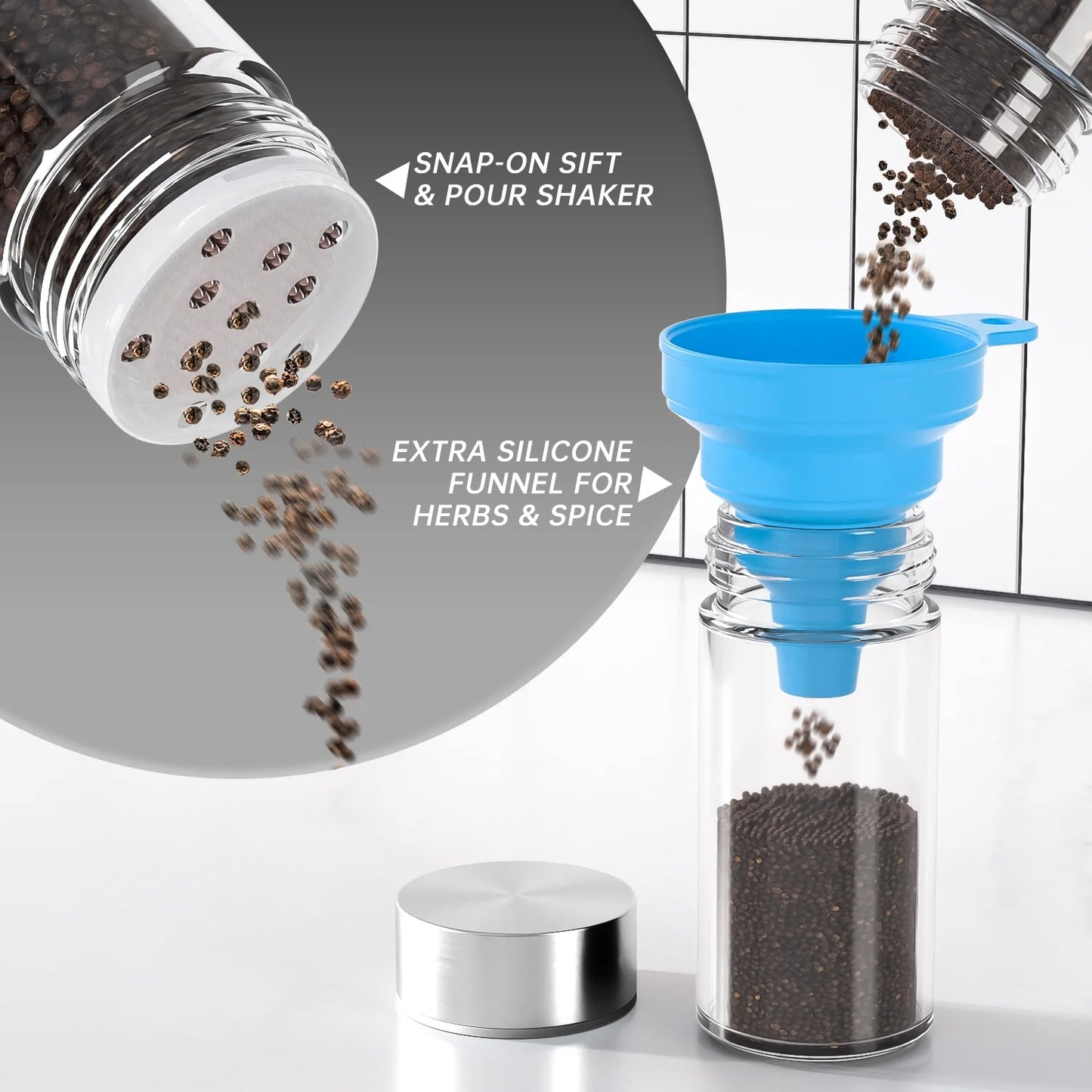 Stainless Steel Rotating Spice Organizer – 16 Seasoning Jars with Reusable Labels & Accessories