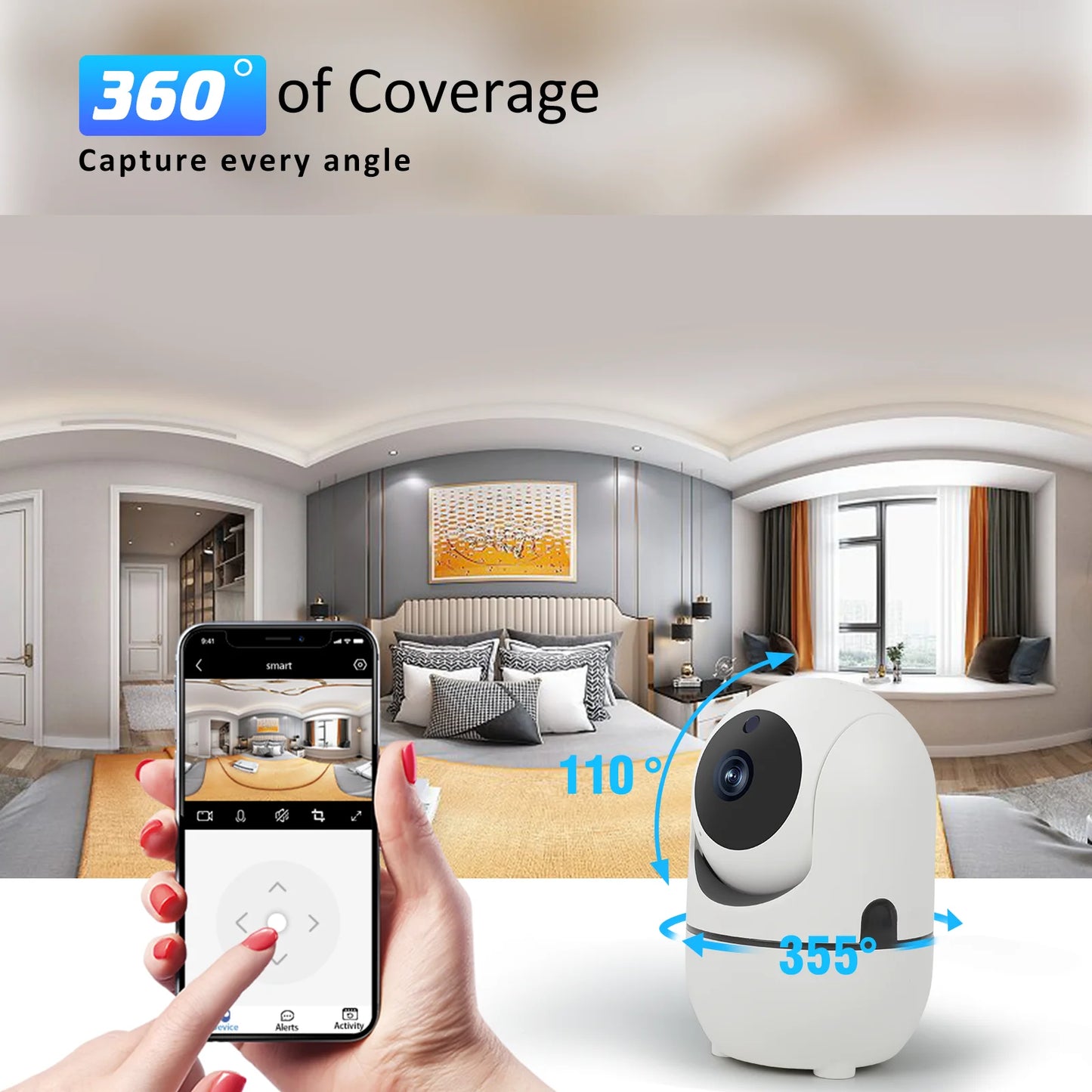 Smart WiFi Baby Monitor Camera – 360° Indoor Security with Sleep Tracking, Alerts & Night Vision
