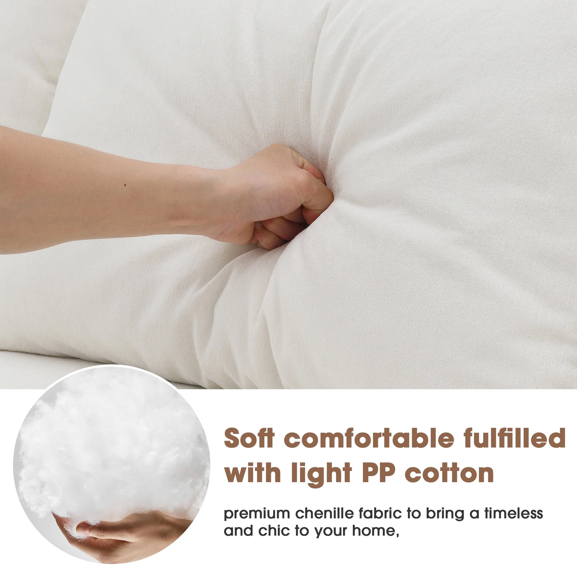 White Modular Sectional Sofa – 109" L-Shaped Sleeper Couch, Modern Minimalist Style