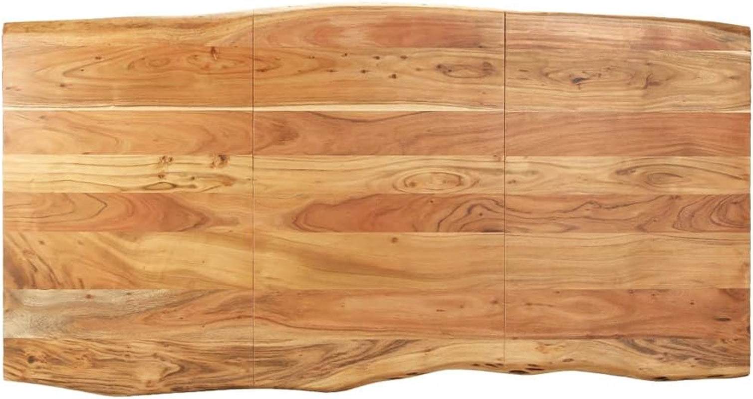 Modern Rustic Dining Table – Solid Acacia Wood Top with Black Metal Legs, 70.9” Long