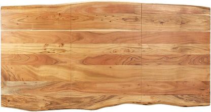 Modern Rustic Dining Table – Solid Acacia Wood Top with Black Metal Legs, 70.9” Long