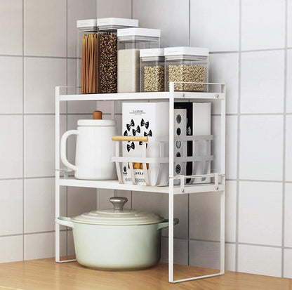 Multi-Purpose Cabinet & Counter Shelf Racks – 2-Pack Stackable, Non-Slip, Rust-Resistant Steel