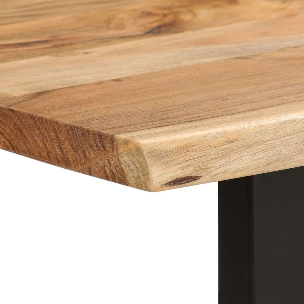 Modern Rustic Dining Table – Solid Acacia Wood Top with Black Metal Legs, 70.9” Long