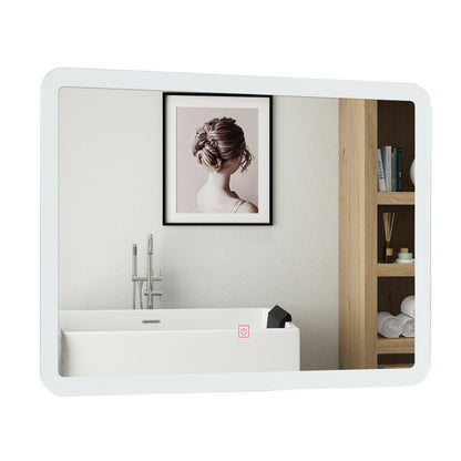 Modern LED Bathroom Mirror – Wall-Mounted Rounded Arc with Touch Controls