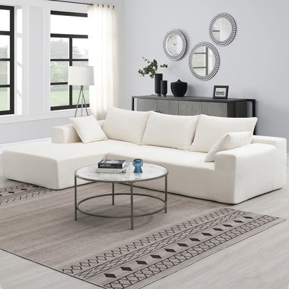 White Modular Sectional Sofa – 109" L-Shaped Sleeper Couch, Modern Minimalist Style