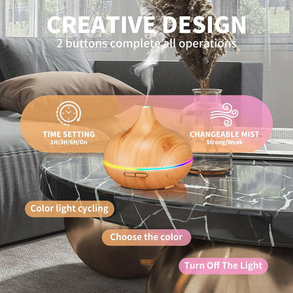 Ultrasonic Essential Oil Diffuser – Large Room Aromatherapy Humidifier with 10 Oils
