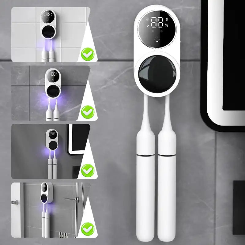 All-in-One UV Toothbrush Sanitizer – Holder & Toothpaste Accessories for Home or Travel