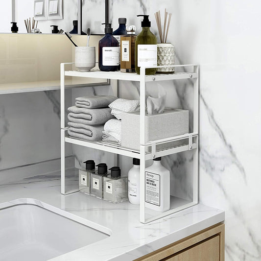 Multi-Purpose Cabinet & Counter Shelf Racks – 2-Pack Stackable, Non-Slip, Rust-Resistant Steel