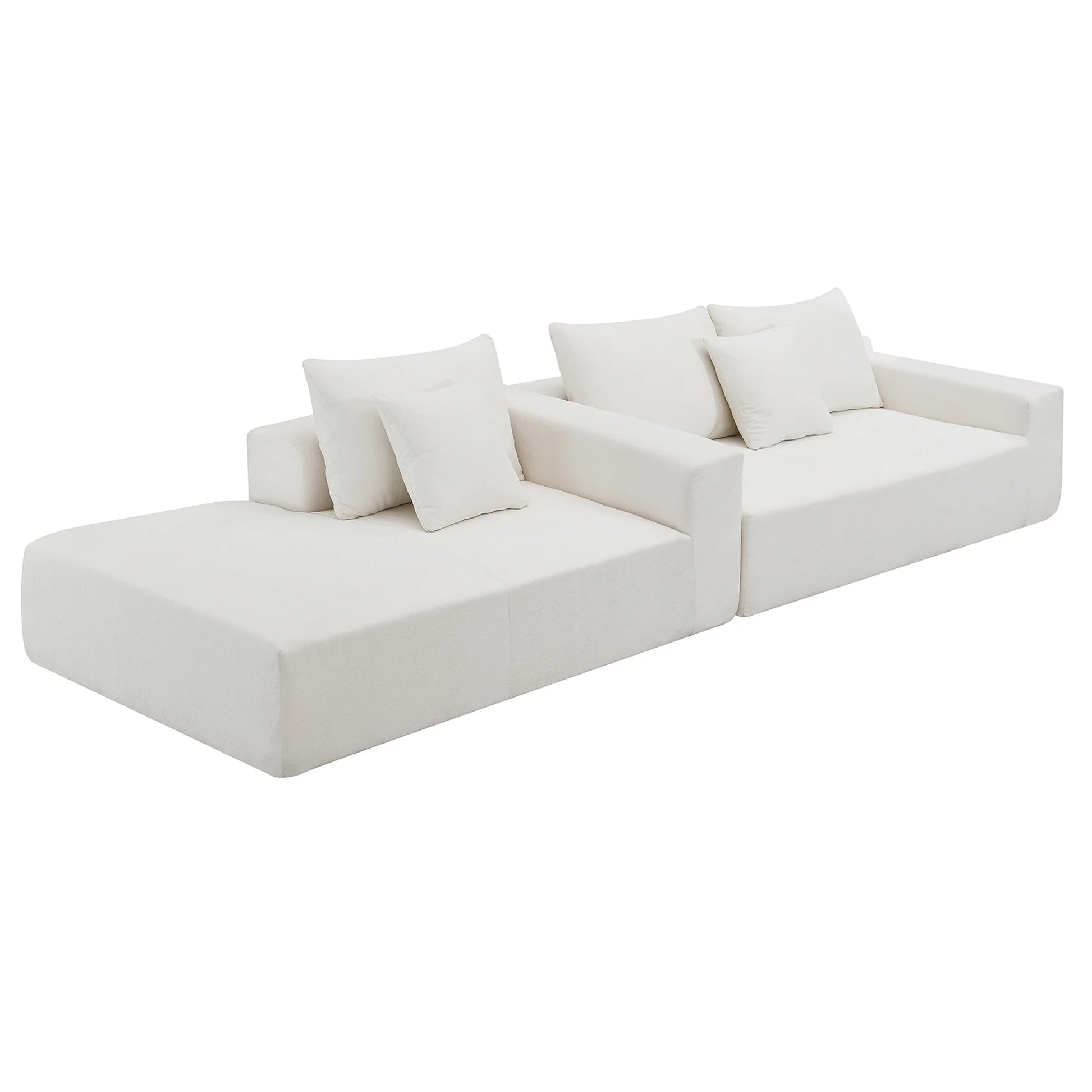 White Modular Sectional Sofa – 109" L-Shaped Sleeper Couch, Modern Minimalist Style