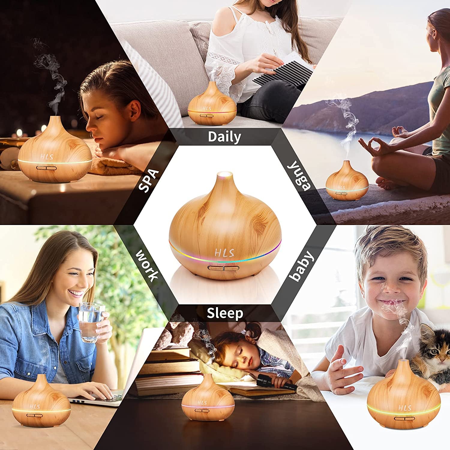 Ultrasonic Essential Oil Diffuser – Large Room Aromatherapy Humidifier with 10 Oils