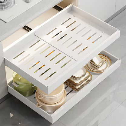 Slide-Out Cabinet Drawers – Expandable Metal Organizer for Kitchen, Pantry, or Bathroom