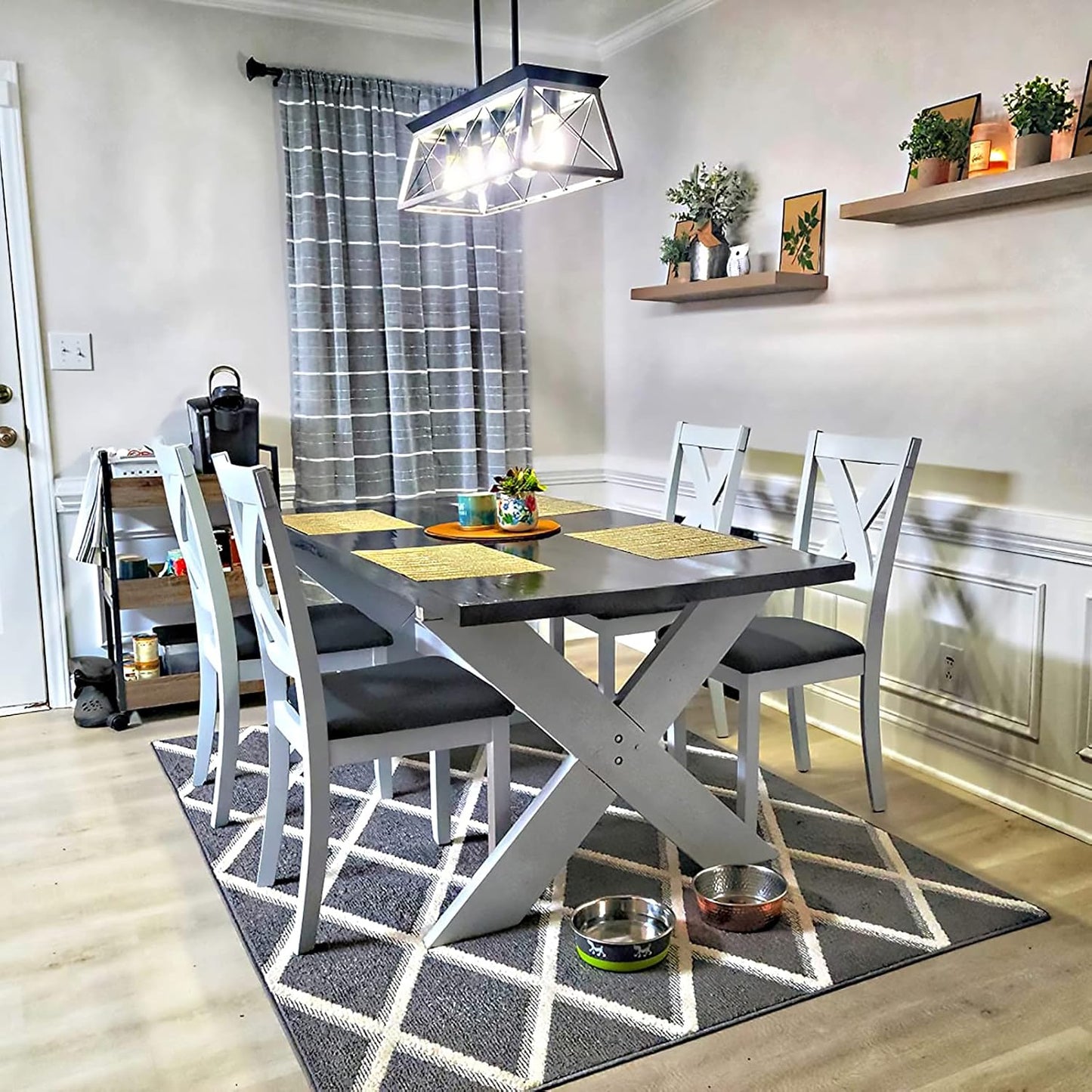 Rustic Farmhouse 5-Light Pendant Light – Rectangular Chandelier for Dining Room or Kitchen Island