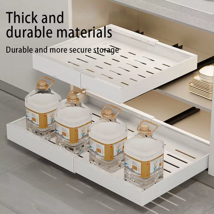 Slide-Out Cabinet Drawers – Expandable Metal Organizer for Kitchen, Pantry, or Bathroom