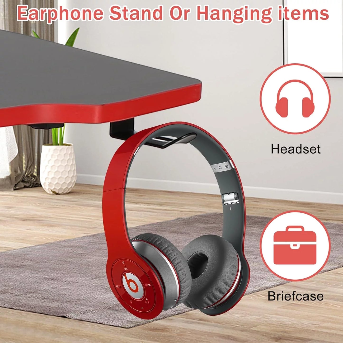 NCS Z-Shaped 47" Gaming Computer Desk – Sturdy Home Office Table with Headset Hook, Red