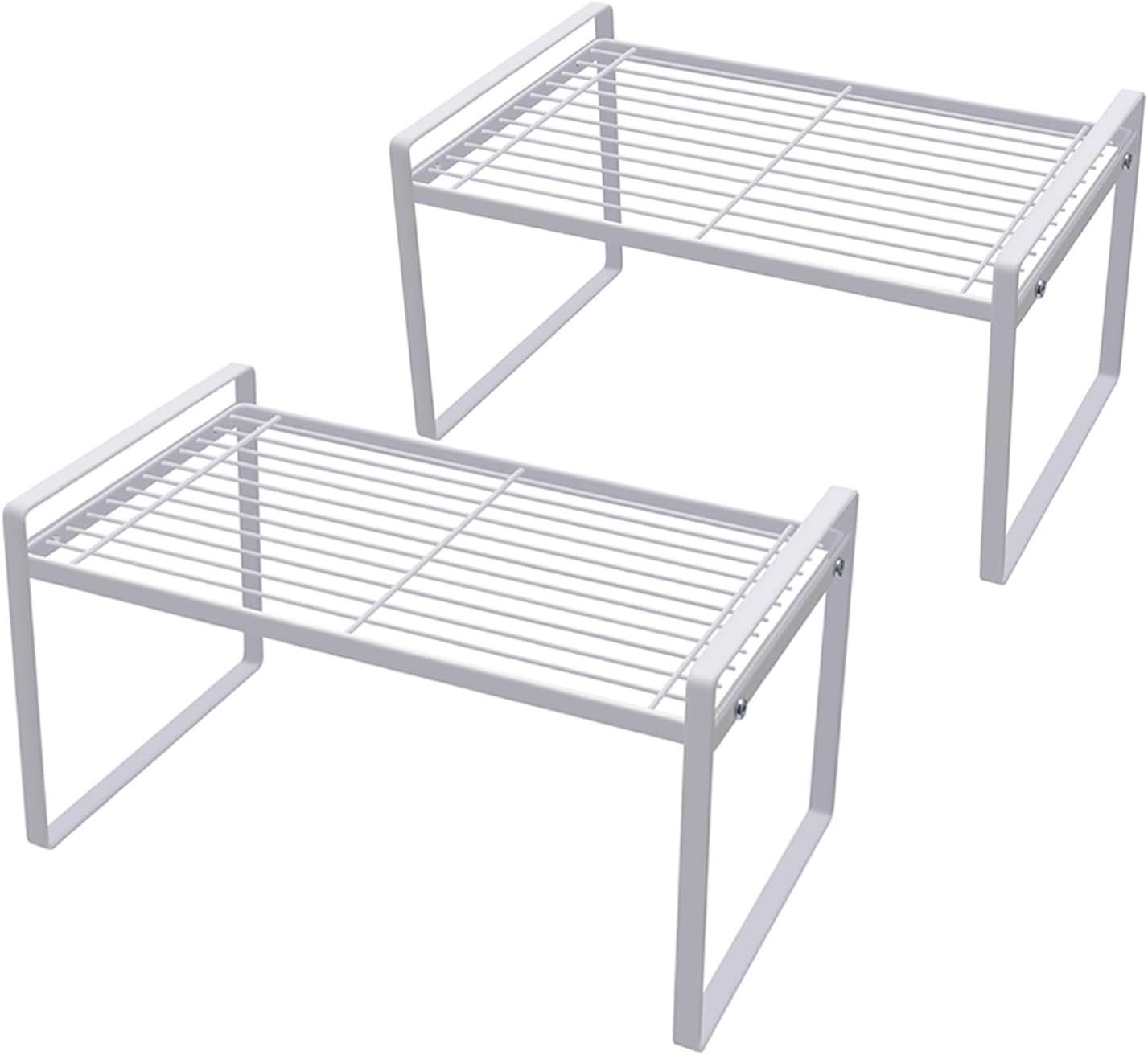 Multi-Purpose Cabinet & Counter Shelf Racks – 2-Pack Stackable, Non-Slip, Rust-Resistant Steel