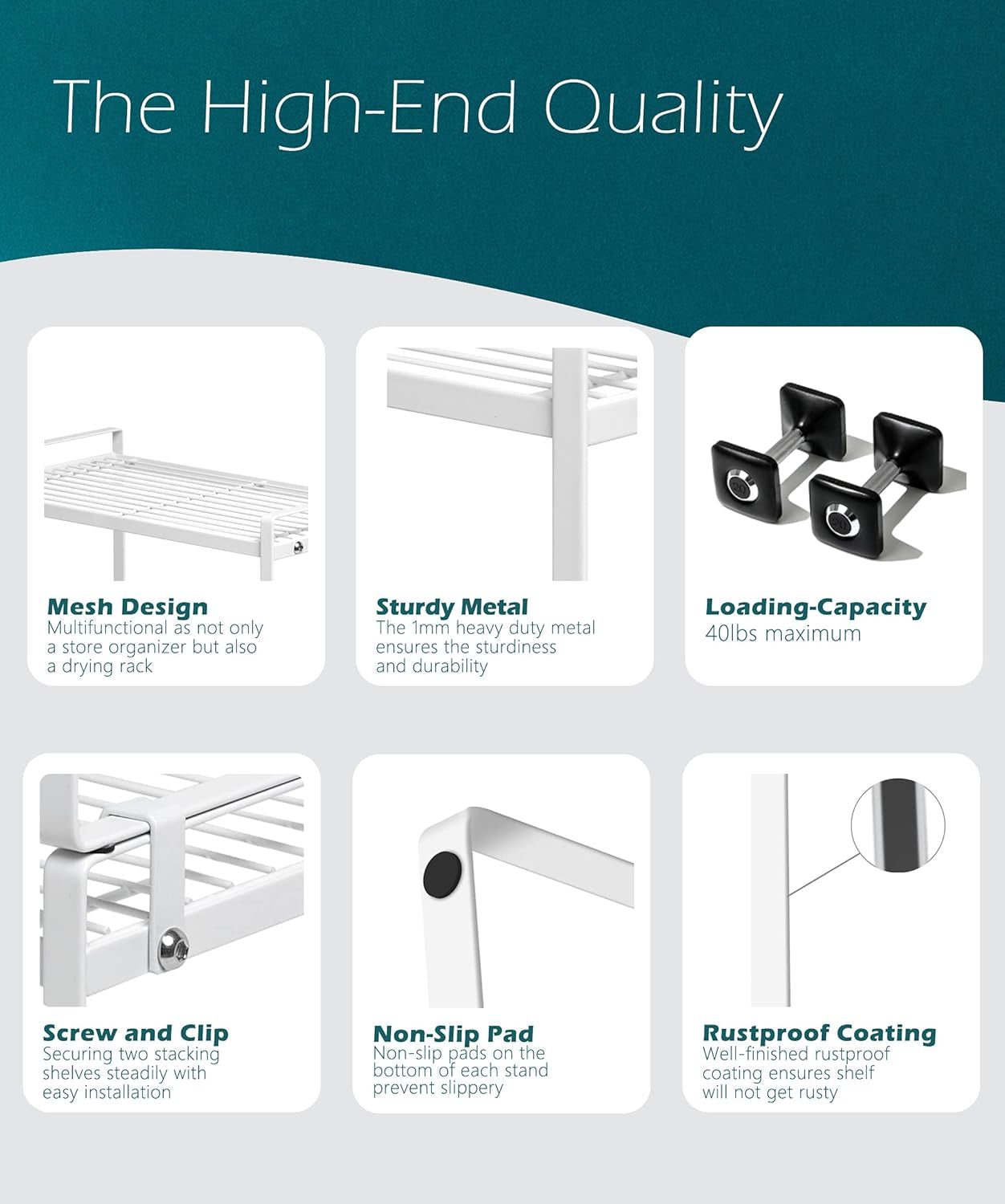 Multi-Purpose Cabinet & Counter Shelf Racks – 2-Pack Stackable, Non-Slip, Rust-Resistant Steel