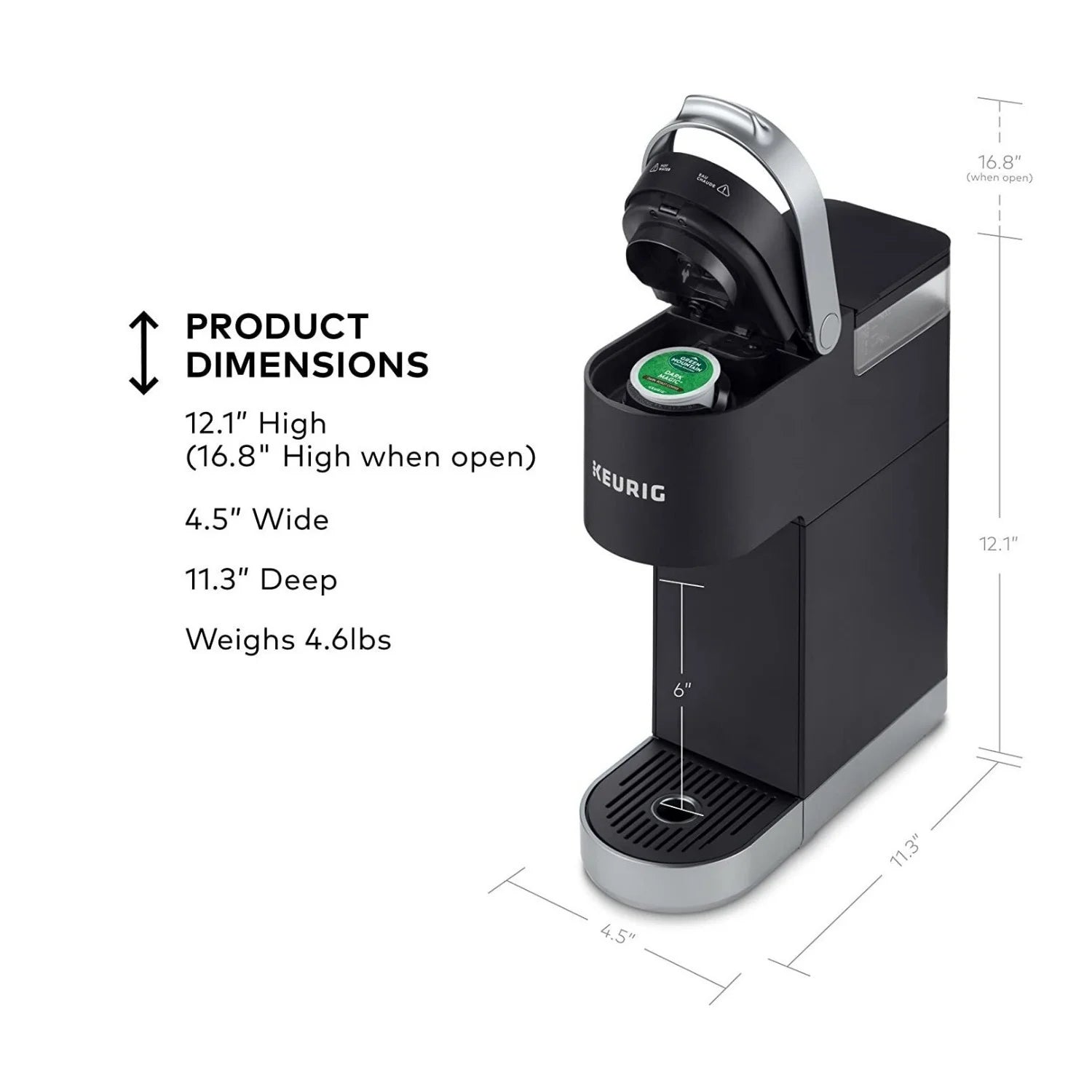 K-Mini Plus Compact Single Serve Coffee Maker – Black, Includes Accessories