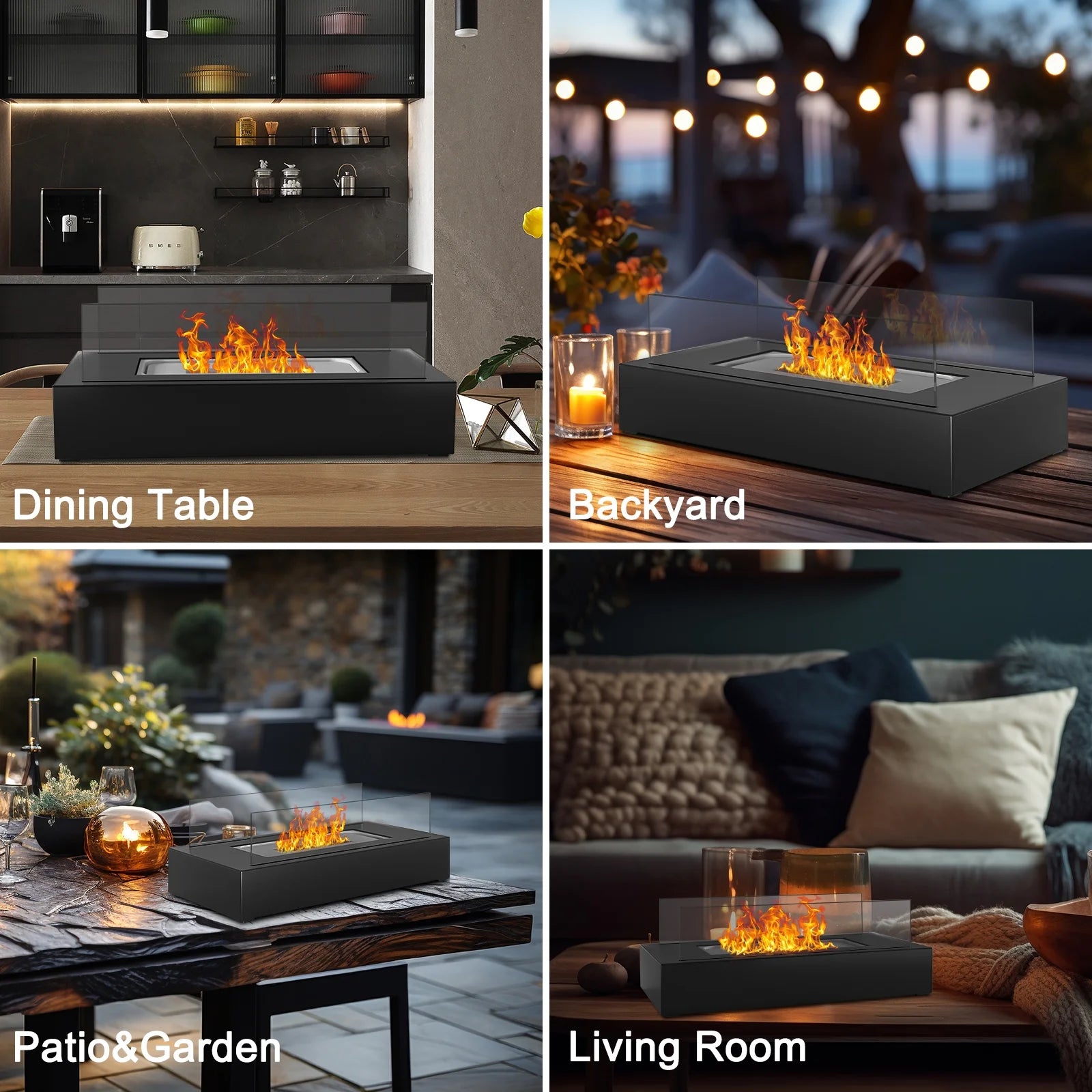 Tabletop Ventless Fireplace – Portable Fire Pit for Indoor & Outdoor Use, Ideal Holiday Gift