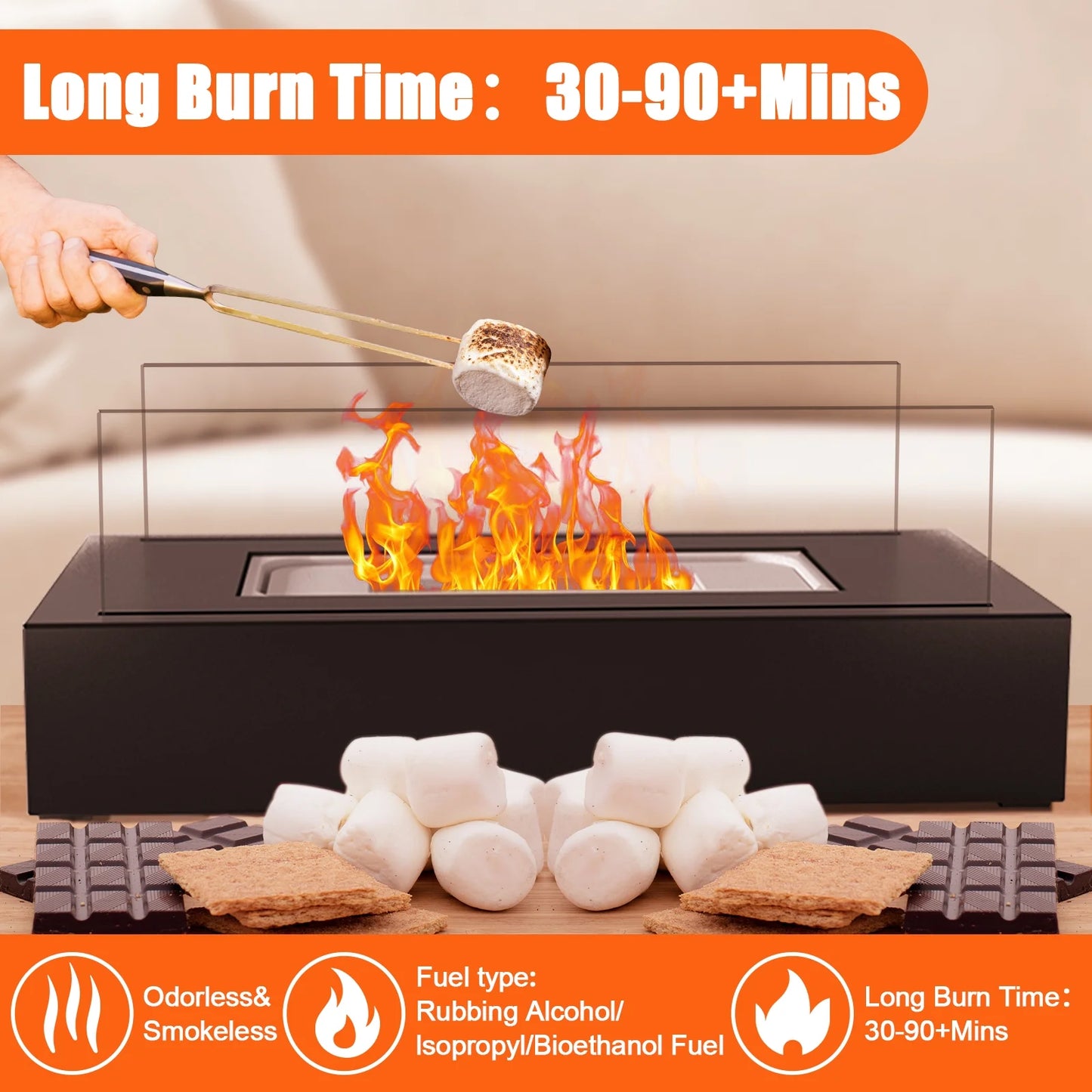 Tabletop Ventless Fireplace – Portable Fire Pit for Indoor & Outdoor Use, Ideal Holiday Gift
