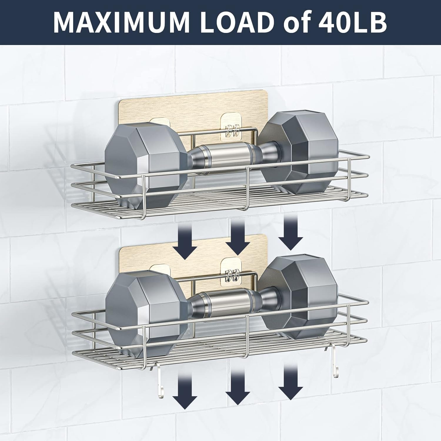 Shower Caddy Shelf Set with Soap Holder – 3-Pack No-Drill Stainless Steel Bathroom Organizer