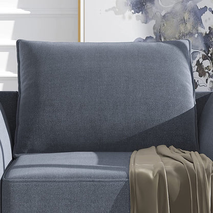 Living Room Furniture Set – 3-Piece Bluish Grey Polyester Fabric Sofa, Loveseat & Armchair