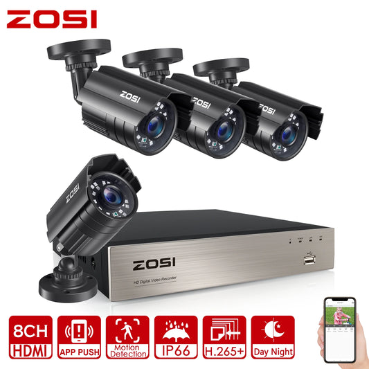 Surveillance DVR Kit with 4x 1080P Dome Cameras – 5MP Lite, H.265+, Motion Alerts, Outdoor/Indoor Use, No Hard Drive