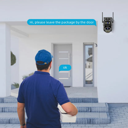 Outdoor 4K 8MP PTZ IP Camera – Dual Lens, AI Auto Tracking, Dual Screen, Audio & Video Surveillance