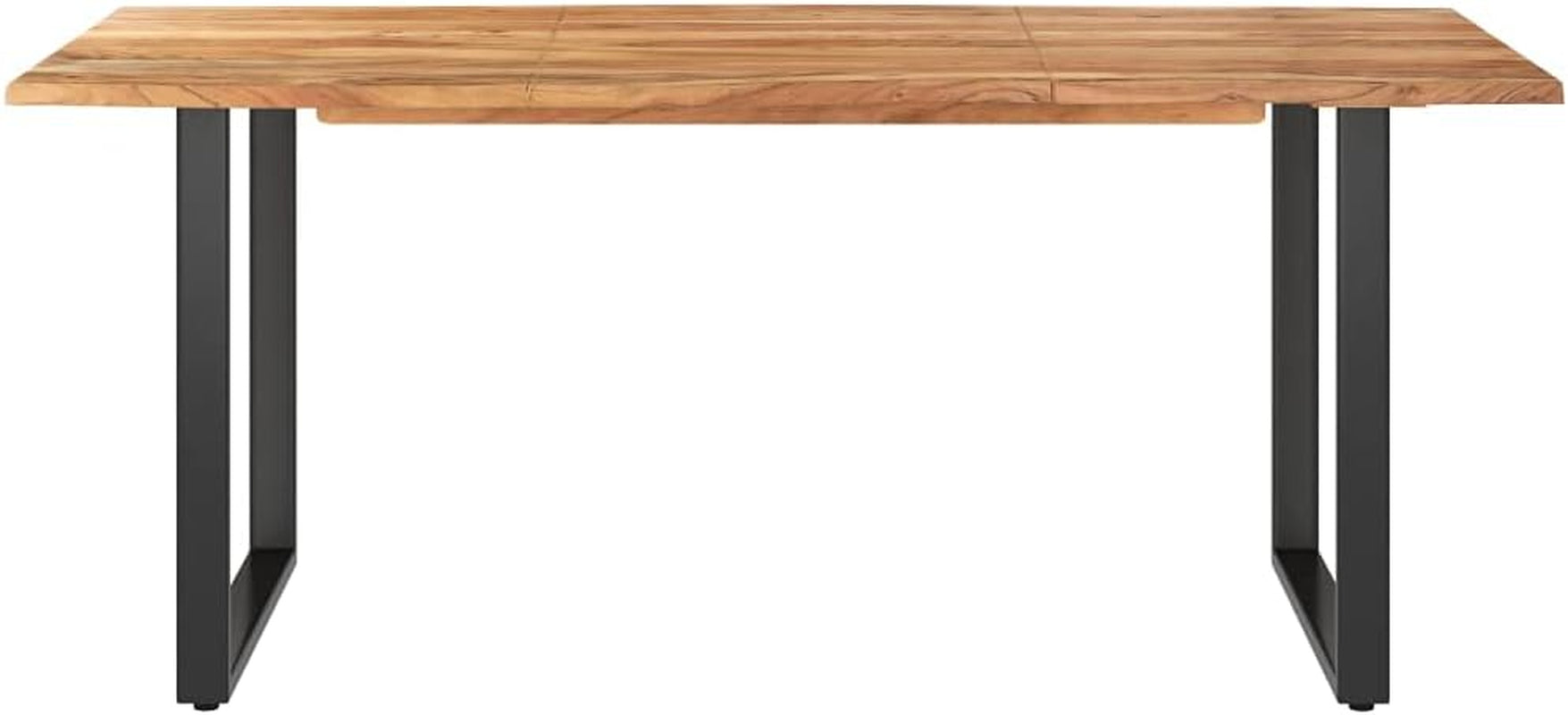 Modern Rustic Dining Table – Solid Acacia Wood Top with Black Metal Legs, 70.9” Long