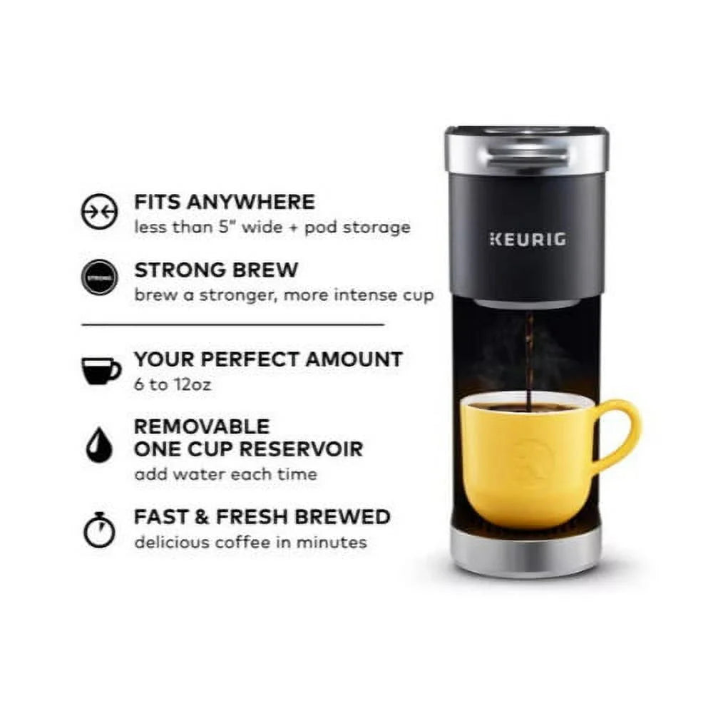 K-Mini Plus Compact Single Serve Coffee Maker – Black, Includes Accessories