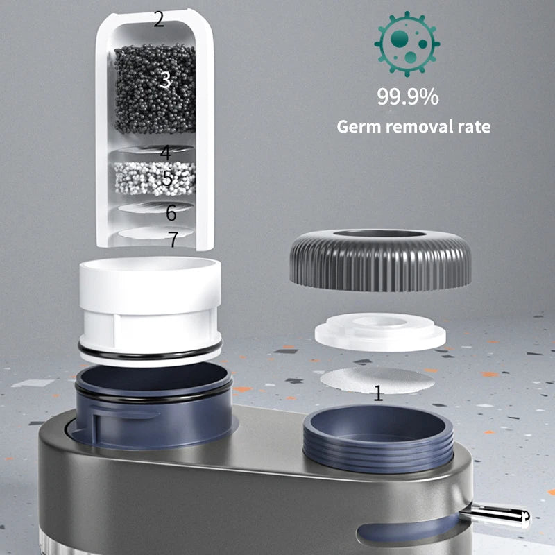 Faucet Water Filter with 2 Washable Elements – Physical Purifier for Kitchen Tap