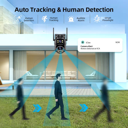 Outdoor 4K 8MP PTZ IP Camera – Dual Lens, AI Auto Tracking, Dual Screen, Audio & Video Surveillance