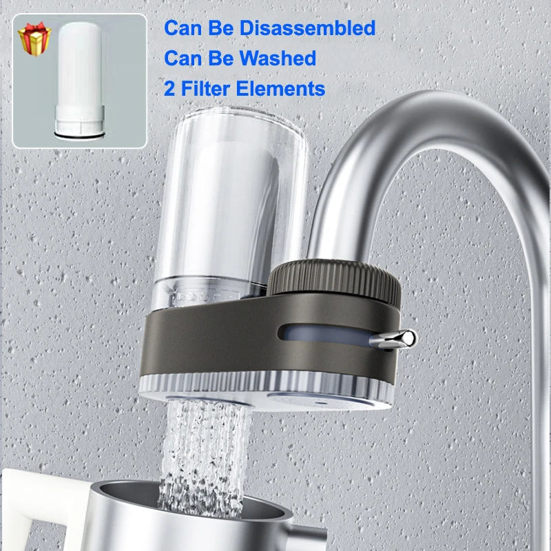 Faucet Water Filter with 2 Washable Elements – Physical Purifier for Kitchen Tap