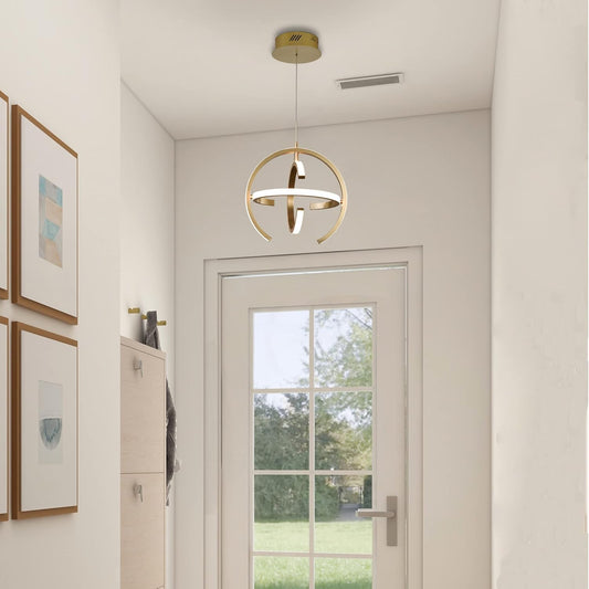 Gold Globe Modern LED Chandelier – Dimmable 4000K Pendant Light Fixture, 19.2W for Indoor Spaces