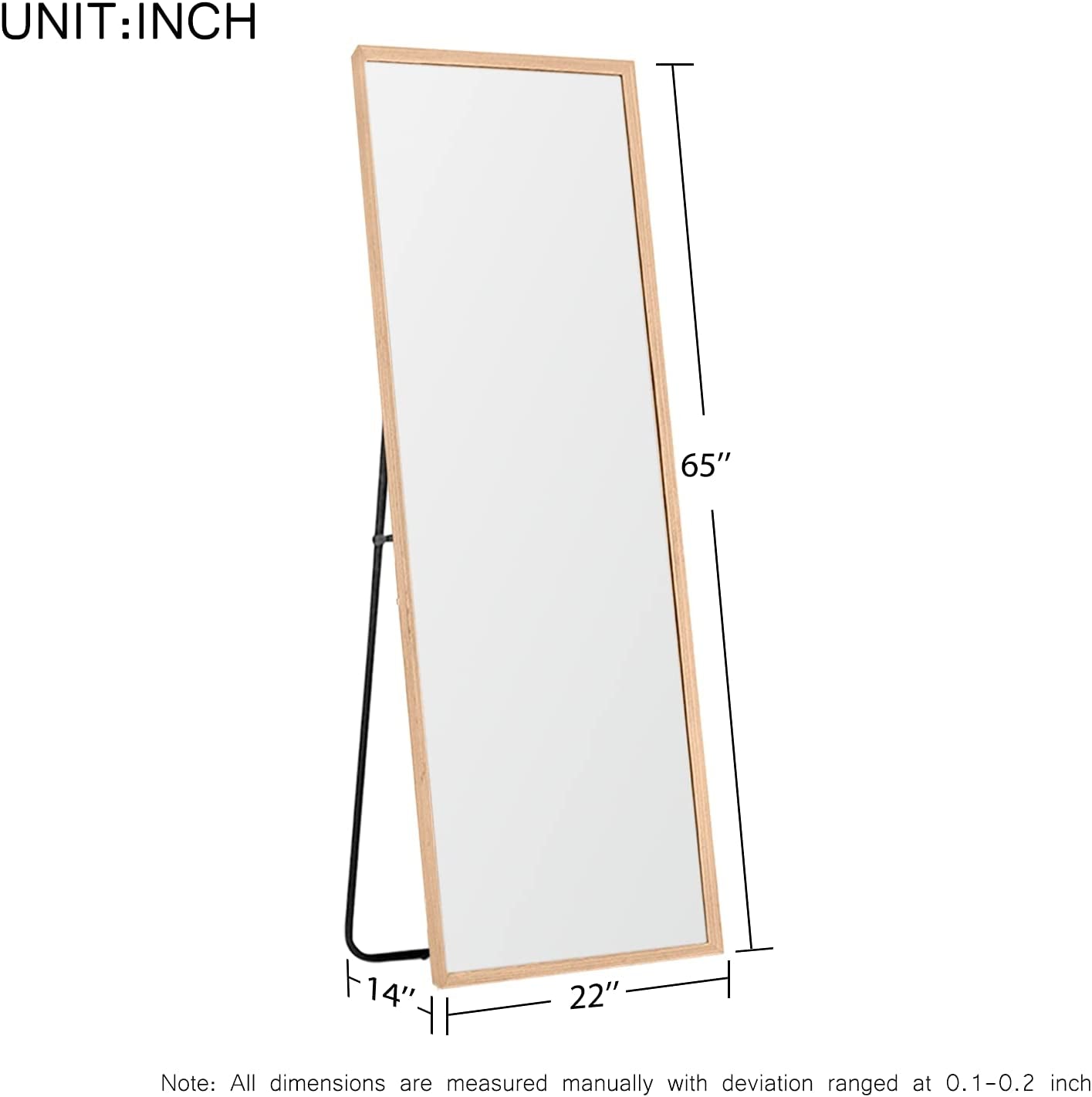 Versatile Full Size Mirror – 65"x22" with Wooden Frame, Leaning or Hanging Design