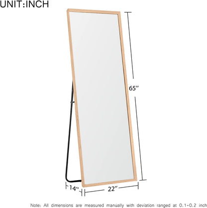 Versatile Full Size Mirror – 65"x22" with Wooden Frame, Leaning or Hanging Design