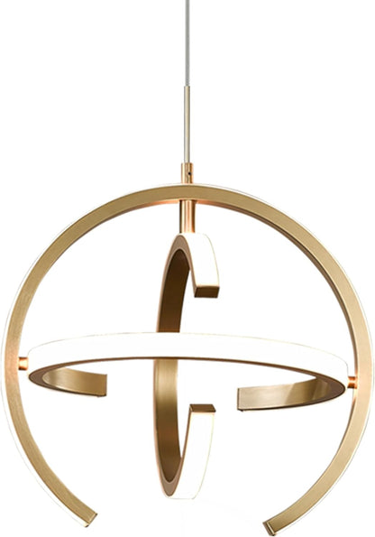 Gold Globe Modern LED Chandelier – Dimmable 4000K Pendant Light Fixture, 19.2W for Indoor Spaces