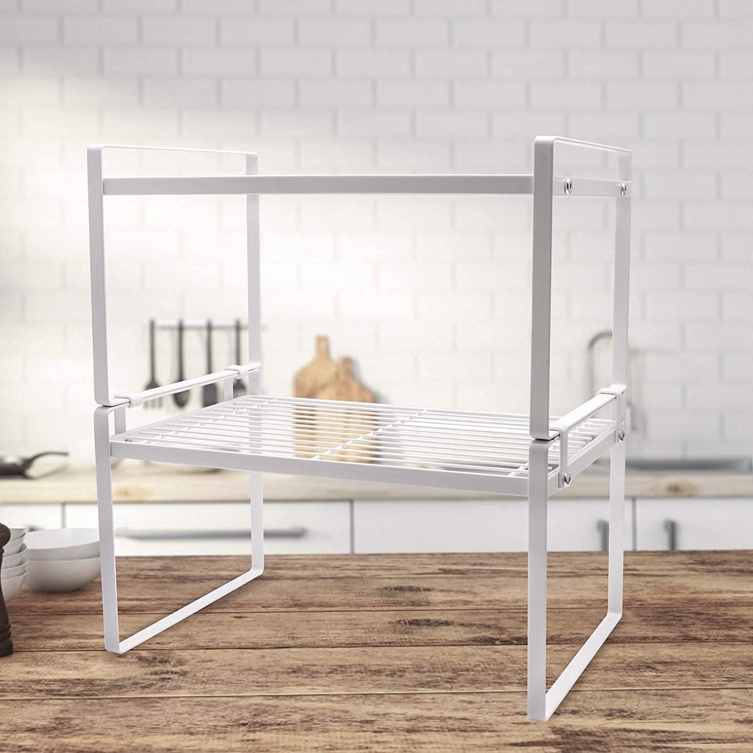 Multi-Purpose Cabinet & Counter Shelf Racks – 2-Pack Stackable, Non-Slip, Rust-Resistant Steel