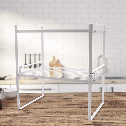 Multi-Purpose Cabinet & Counter Shelf Racks – 2-Pack Stackable, Non-Slip, Rust-Resistant Steel