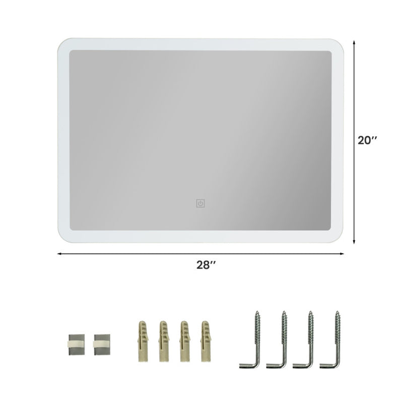Modern LED Bathroom Mirror – Wall-Mounted Rounded Arc with Touch Controls