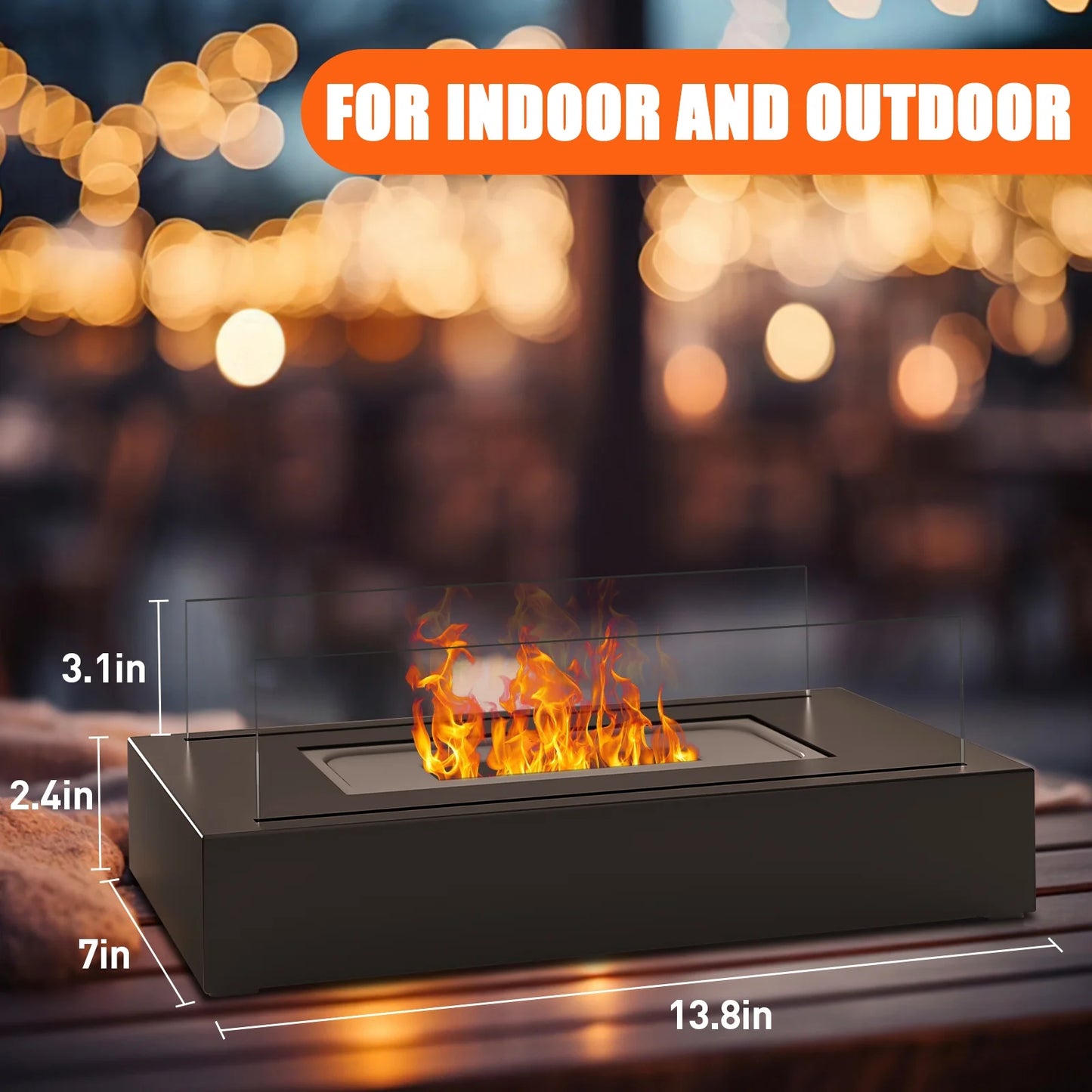 Tabletop Ventless Fireplace – Portable Fire Pit for Indoor & Outdoor Use, Ideal Holiday Gift