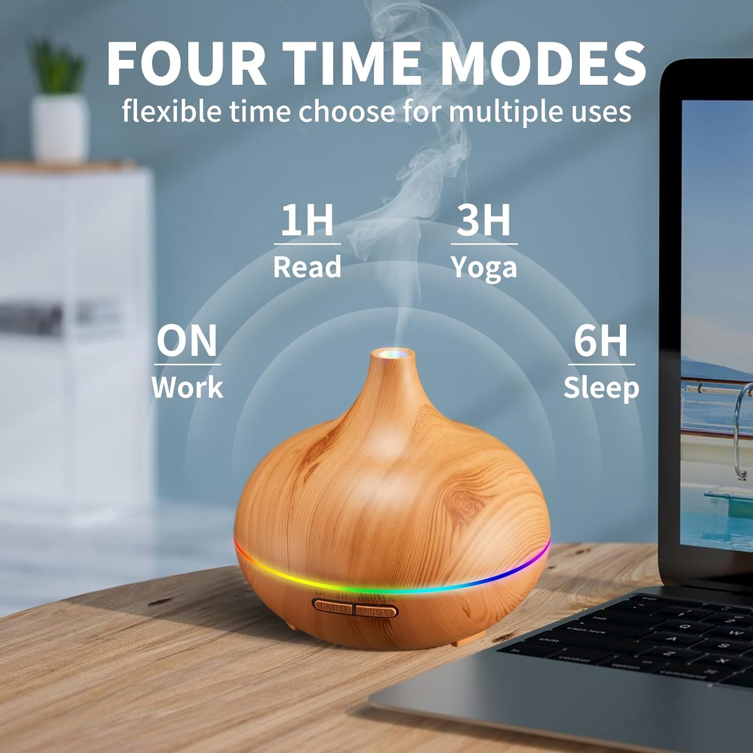 Ultrasonic Essential Oil Diffuser – Large Room Aromatherapy Humidifier with 10 Oils